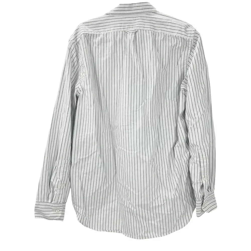J. Crew Classic Oxford Two-Pocket Work Shirt Eric Stripe White Blue Size M